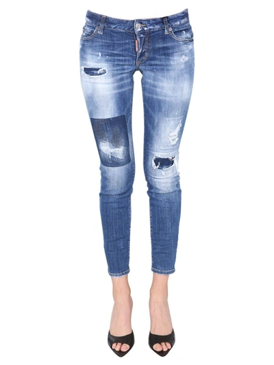 Shop Dsquared2 Jennifer Destroyed Skinny Jeans In Blue