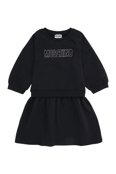 Shop Moschino Kids Logo Detailed Dress In Black