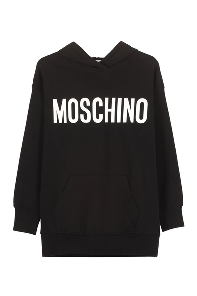 Shop Moschino Kids Logo Print Hoodie In Black