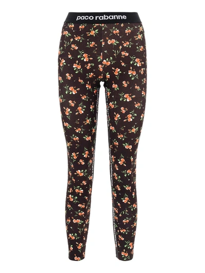 Shop Paco Rabanne Floral Printed Leggings In Multi