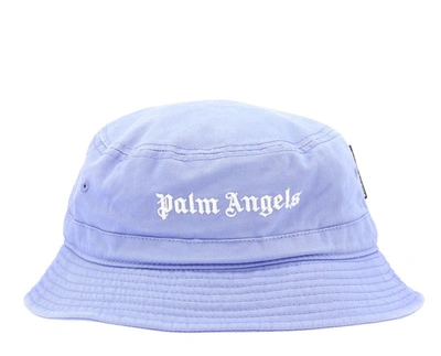 Shop Palm Angels Logo Embroidered Bucket Hat In Purple