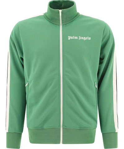 Shop Palm Angels Logo Print Track Jacket In Green