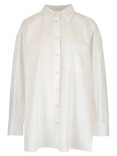 Shop Valentino Oversized Poplin Shirt In White