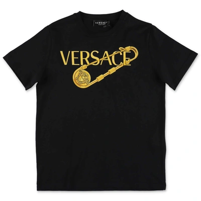 Shop Versace Kids Logo Print Crewneck T In Black