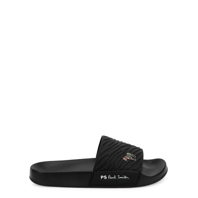 Shop Ps By Paul Smith Summit Black Logo Rubber Sliders