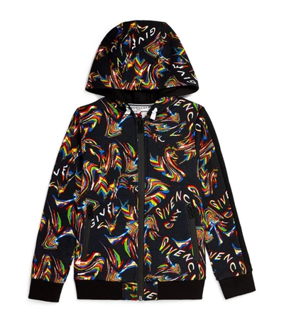 Shop Givenchy Kids Logo Glitch Print Zip-up Hoodie (4-14 Years) In Multi