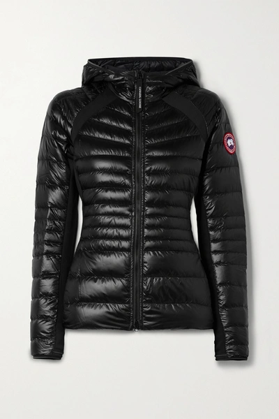 Shop Canada Goose Hybridge Lite Hooded Stretch Jersey-trimmed Quilted Shell Down Jacket In Black