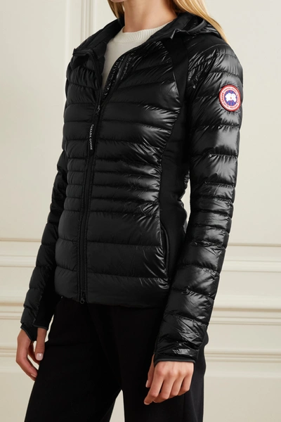 Shop Canada Goose Hybridge Lite Hooded Stretch Jersey-trimmed Quilted Shell Down Jacket In Black
