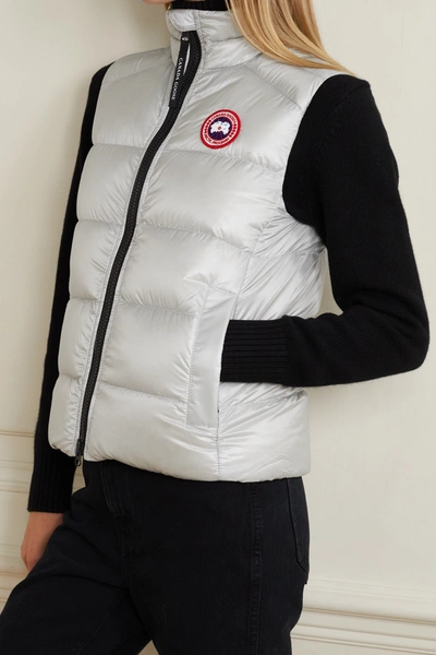 Shop Canada Goose Cypress Quilted Recycled Ripstop Down Vest In Silver
