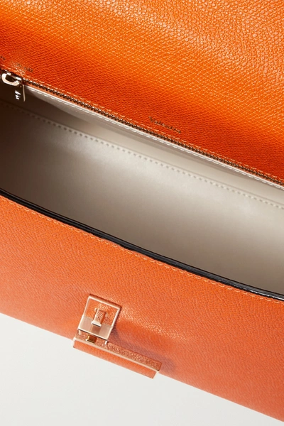 Shop Valextra Iside Mini Textured-leather Tote In Orange