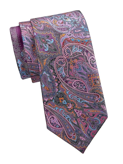 Shop Ermenegildo Zegna Print Silk Tie In Purple