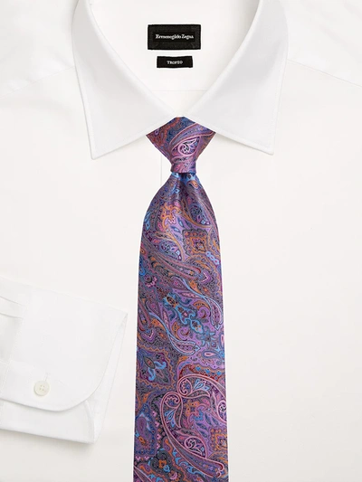Shop Ermenegildo Zegna Print Silk Tie In Purple