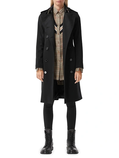 Shop Burberry Kensington Cashmere Coat In Black