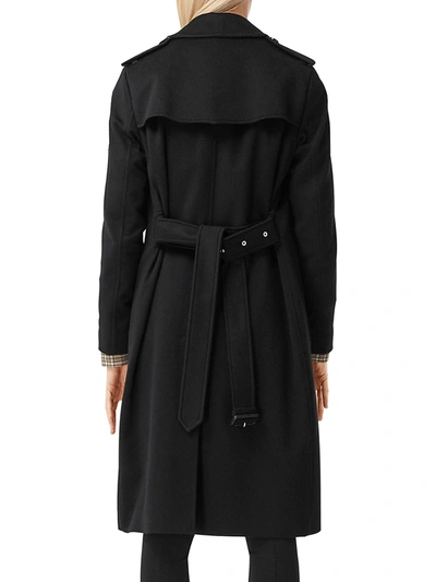 Shop Burberry Kensington Cashmere Coat In Black