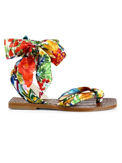 Shop Christian Louboutin Niloofar Satin Wraparound Sandals In Biscuit Multi