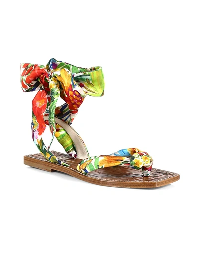 Shop Christian Louboutin Niloofar Satin Wraparound Sandals In Biscuit Multi