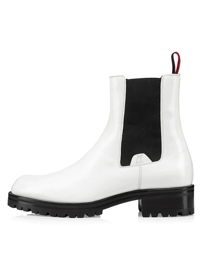 Shop Christian Louboutin Motok Leather Chelsea Boots In White