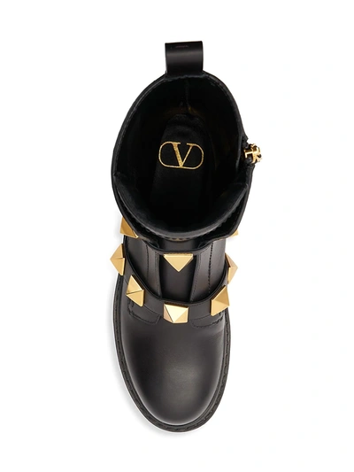 Shop Valentino Women's Roman Stud Leather Booties In Nero