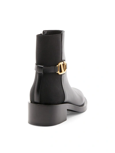 Shop Valentino Women's V-logo Polished Leather Booties In Nero