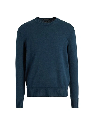 Shop Ermenegildo Zegna Cotton & Cashmere Crewneck Sweater In Blue