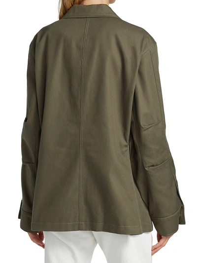 Shop Totême Women's Cotton Army Jacket In Khaki Green