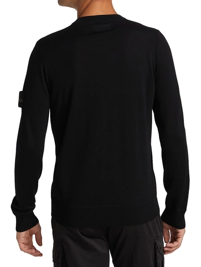 Shop Stone Island Wool Logo Patch Sweater In Black