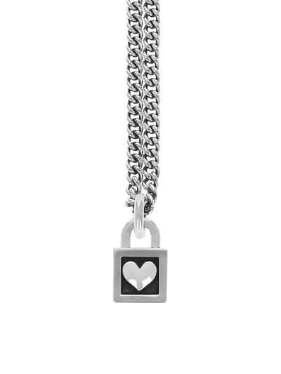 Shop King Baby Studio Men's Sterling Silver Heart Padlock Pendant Necklace