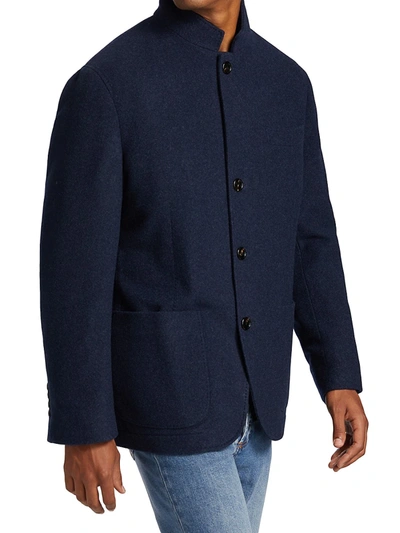 Shop Brunello Cucinelli Men's Cashmere Button-up Coat In Cobalt Blue