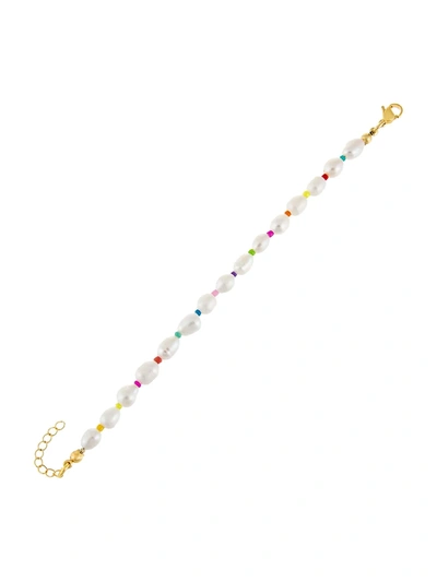 Shop Adinas Jewels 14k Gold-plated, 6-7mm Freshwater Pearl & Bead Bracelet
