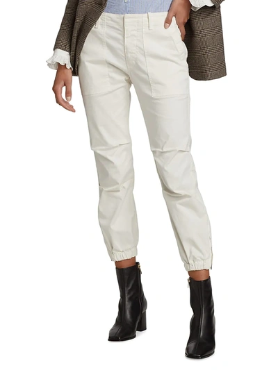 Nili Lotan Stretch Cotton Twill Crop Military Pants In Eggshell
