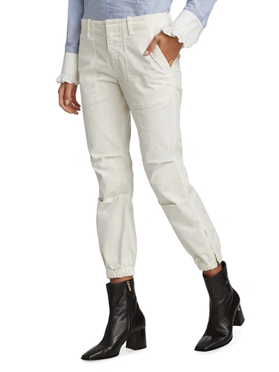 Nili Lotan Stretch Cotton Twill Crop Military Pants In Eggshell