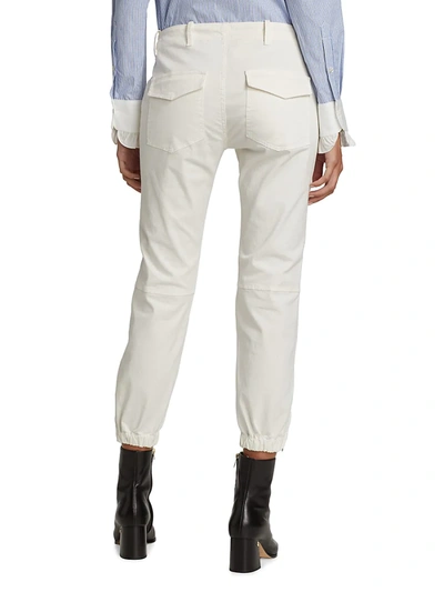 Nili Lotan Stretch Cotton Twill Crop Military Pants In Eggshell