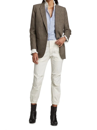 Nili Lotan Stretch Cotton Twill Crop Military Pants In Eggshell