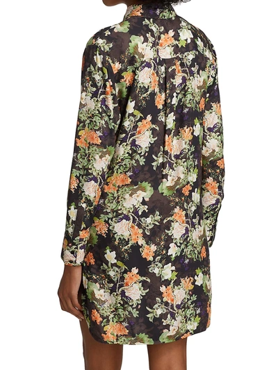 Shop Alice And Olivia Hallie Floral Shirt Dress In Neutral