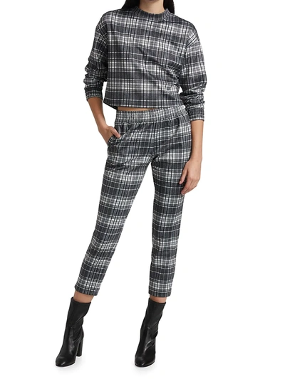 Shop Alice And Olivia Women's Benny Tapered Plaid Pants In Charcoal