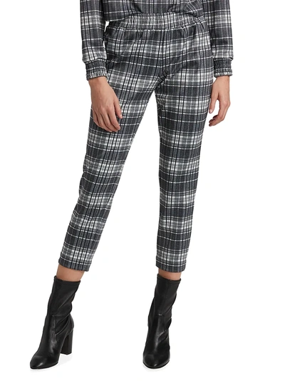 Shop Alice And Olivia Women's Benny Tapered Plaid Pants In Charcoal