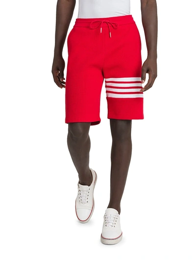 Shop Thom Browne Drawstring Sweat Shorts In Red