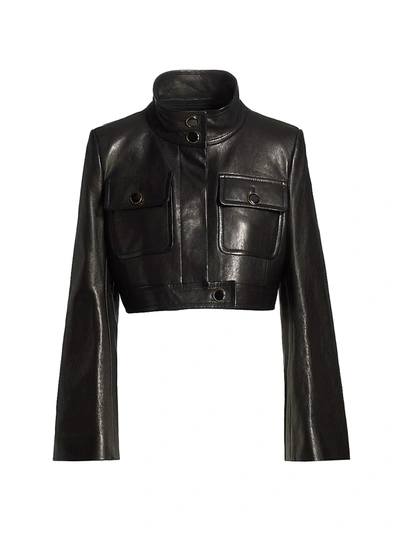 Shop Khaite Carlisle Lambskin Leather Jacket In Black