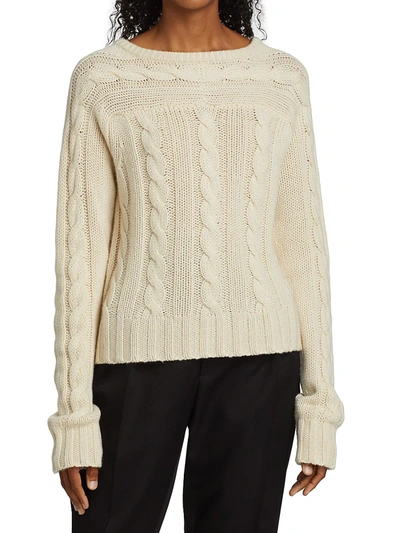Shop Khaite Tracey Cable Knit Sweater In Cream