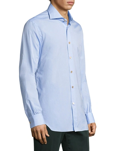 Shop Kiton Long Sleeve Cotton Shirt In Blue