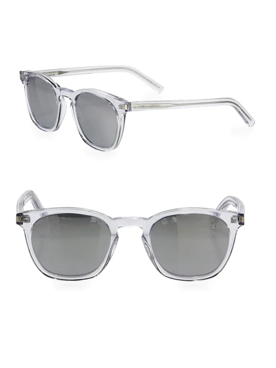 Shop Saint Laurent Sl 28 49mm Mirrored Square Sunglasses In Crystal