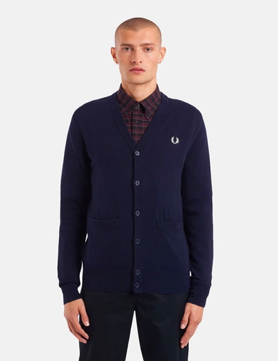Fred Perry Classic Knit Cardigan Navy In Red | ModeSens