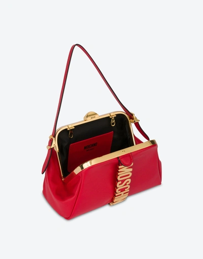 Shop Moschino Couture Biker Calfskin Handbag In Red