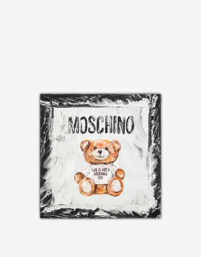 Shop Moschino Painted Teddy Bear Silk Foulard In White