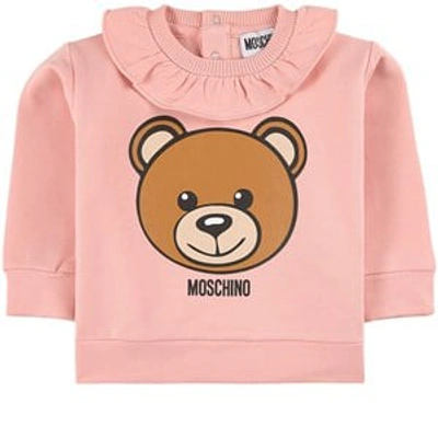Shop Moschino Pink Bear With Collar Sweatshirt