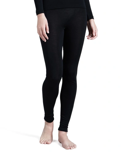 Shop Hanro Wool & Silk Blend Leggings In Black