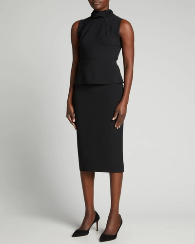 Shop Roland Mouret Pencil Midi Skirt In Black C1000