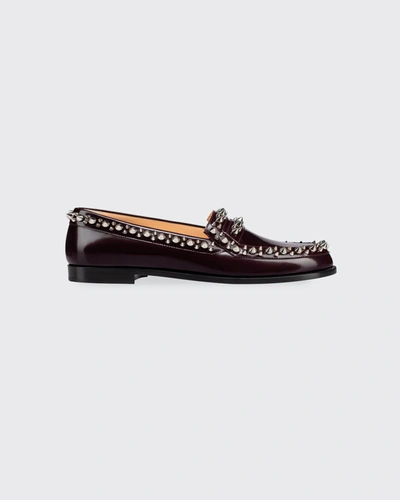Shop Christian Louboutin Mattia Spikes Donna Leather Loafers In Majestueux