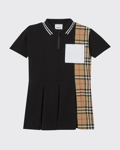 Shop Burberry Girl's Serena Dress With Vintage Check In Black