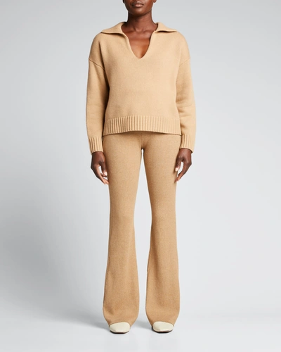 Shop Frame Ribbed High-waist Sweater Pants In Cafe Au Lait
